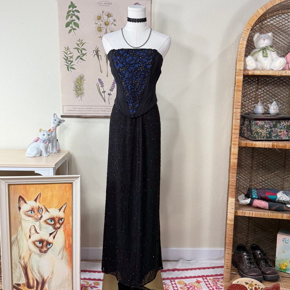Vintage Beaded Maxi Skirt Whimsigoth Romantic Goth Witchy Dark Fairy Vampire S 6